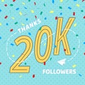 Thank you 20000 followers numbers postcard. Royalty Free Stock Photo