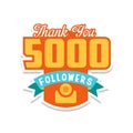 Thank you 5000 followers numbers, template for social networks, user celebrating large number of friends and subscribers