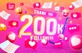Thank you followers peoples, 200k online social group, happy banner celebrate, Vector