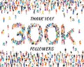 Thank you followers peoples, 300k online social group, happy banner celebrate, Vector Royalty Free Stock Photo