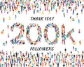 Thank you followers peoples, 200k online social group, happy banner celebrate, Vector