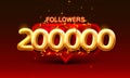 Thank you followers peoples, 200k online social group, happy banner celebrate, Vector