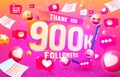 Thank you followers peoples, 900k online social group, happy banner celebrate, Vector