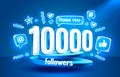 Thank you 10000 followers, peoples online social group, happy banner celebrate, Vector
