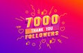 Thank you 7000 followers, peoples online social group, happy banner celebrate, Vector