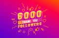 Thank you 6000 followers, peoples online social group, happy banner celebrate, Vector