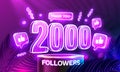 Thank you 2000 followers, peoples online social group, happy banner celebrate, Vector