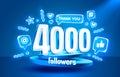 Thank you 4000 followers, peoples online social group, happy banner celebrate, Vector