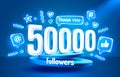 Thank you 50000 followers, peoples online social group, happy banner celebrate, Vector