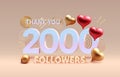 Thank you 2000 followers, peoples online social group, happy banner celebrate, Vector