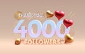 Thank you 4000 followers, peoples online social group, happy banner celebrate, Vector