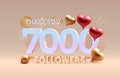 Thank you 7000 followers, peoples online social group, happy banner celebrate, Vector