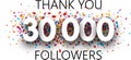 Thank you, 30000 followers. Poster with colorful confetti. Royalty Free Stock Photo