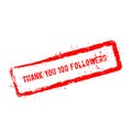 Thank you 100 followers red rubber stamp isolated.