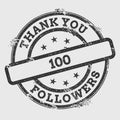 Thank you 100 followers rubber stamp isolated on.