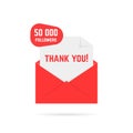 Thank you for 50000 followers text in red letter