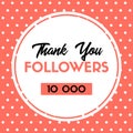 Thank you 10000 followers. Vector thanks card for social media