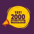 thank you 2000 followers web network background with megaphone