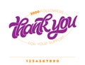 THANK YOU FOLLOWERS FOR YOUR SUPPORT. Hand drawn lettering on white isolated background. Vector brush calligraphy for