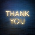 Thank you glowing neon shiny text, vector illustration