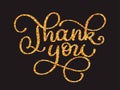 Thank you gold glitter card design. Vector chic text design. Thank You hand drawn calligraphic pen scratch ornate Royalty Free Stock Photo