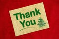 Thank you gold glitter greeting card with Christmas tree