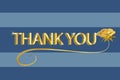 Thank you gold text on blue background vector illustration design id card image Royalty Free Stock Photo