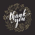 Thank you golden lettering design. Vector