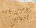 Thank you, gratitude concept, beautiful card, word written on sand beach Royalty Free Stock Photo