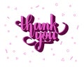 Thank you greating card hand lettering text, brush ink calligraphy, vector type design