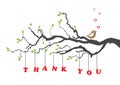 'Thank you' greeting card with bird