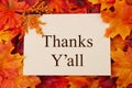 Thank You Greeting Card with fall leaves