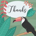 Thank You Greeting Card With Toucan Bird Illustration