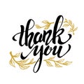 Thank you. Hand drawn lettering isolated on white background.