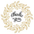 Thank you. Hand lettering sign for a card. Template thanksgiving cards, calligraphy.