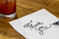 Thank you - Hand writing text on wood