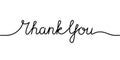 Thank You handwritten continuous line inscription. Hand drawn lettering black text on white background. Thank You calligraphy,