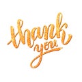 Thank you handwritten golden glitter illustration, brush pen lettering