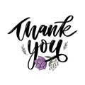 Thank You handwritten inscription. Hand drawn lettering. Thank You calligraphy. Thank you card. Vector illustration. Slogan Royalty Free Stock Photo