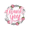 Thank You handwritten inscription. Hand drawn lettering. Thank You calligraphy. Thank you card. Vector illustration. Slogan Royalty Free Stock Photo