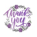 Thank You handwritten inscription. Hand drawn lettering. Thank You calligraphy. Thank you card. Vector illustration. Slogan