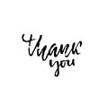 Thank You handwritten inscription. Hand drawn lettering. Thanks card. Vector illustration. Royalty Free Stock Photo