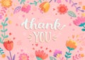 Thank You handwritten lettering with flowers.