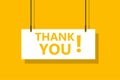 Thank you hanging sign on yellow background for business, marketing, flyers, banners, presentations and posters. illustration Royalty Free Stock Photo