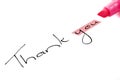 Thank you with hightlighter pen Royalty Free Stock Photo