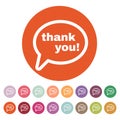 The thank you icon. Thanks symbol. Flat