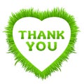 Thank you inscription with heart frame made of grass isolated on white.  Early spring green grass font Royalty Free Stock Photo