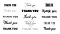 Thank You inscriptions set. Calligraphy and lettering text for thanks card. Thanksgiving message. Vector illustration Royalty Free Stock Photo