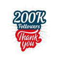 Thank you 200K followers card for celebrating many followers in social network