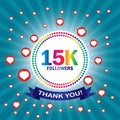 Thank you 15K followers card Royalty Free Stock Photo